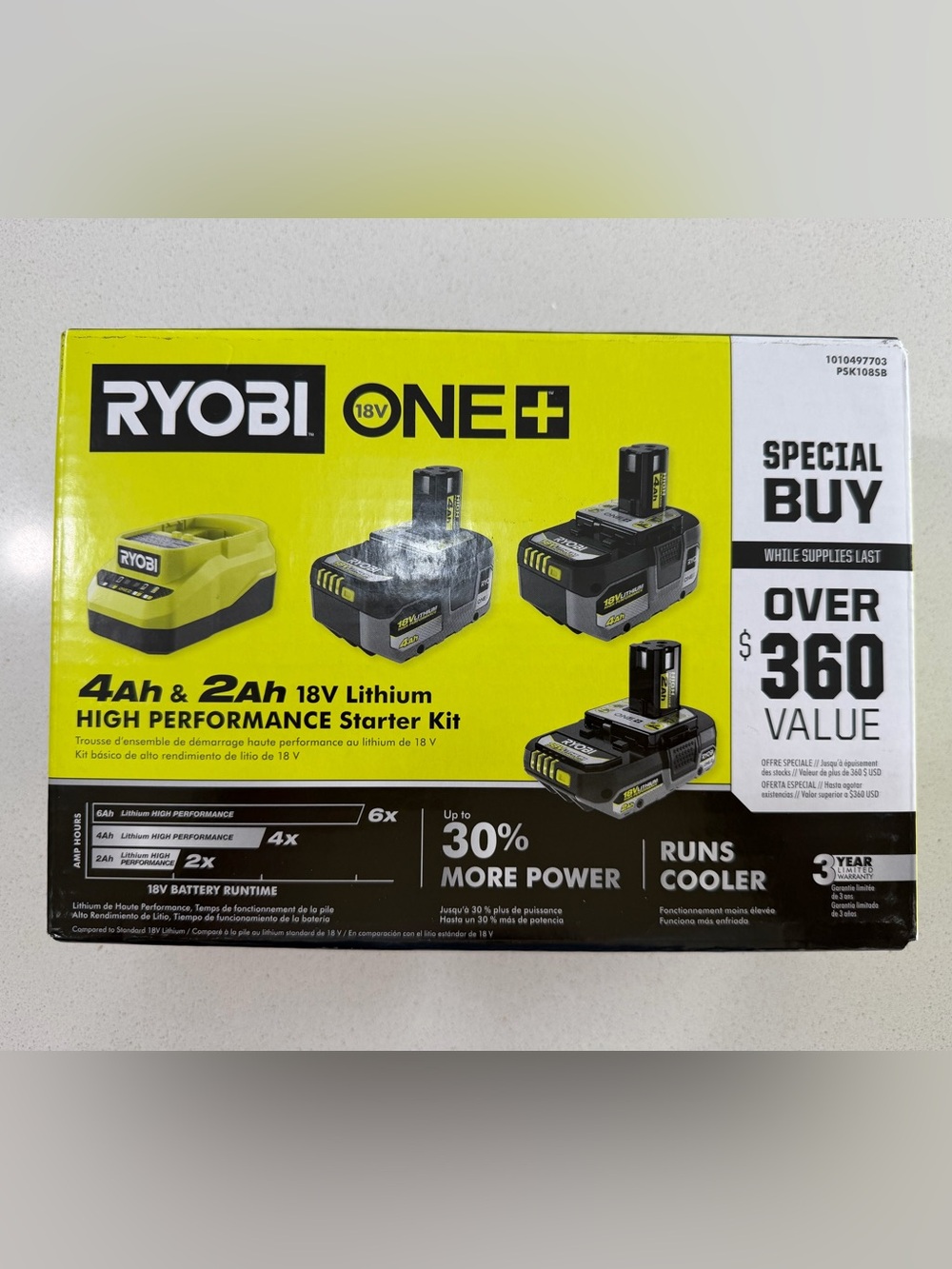 RYOBI ONE+ 4Ah &2Ah 18V Lithium high performance starter kit.